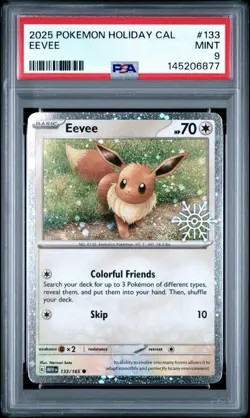 Pokemon TCG 2025 Holiday Calendar Eevee #133 PSA 9 MINT - Image 1