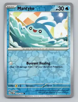 Reverse Holo Mantyke 039/182 Common Paradox Rift Pokemon - Image 1