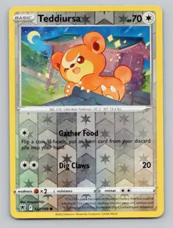 Reverse Holo Teddiursa 122/189 Common Astral Radiance Pokemon - Image 1