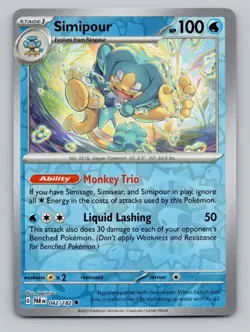 Reverse Holo Simipour 042/182 Uncommon Paradox Rift Pokemon - Image 1