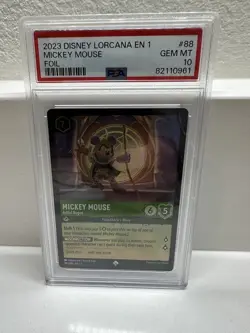 Lorcana PSA 10 Foil Mickey Mouse Artful Rogue 88/204 Disney Ch 1 - First Print - Image 1