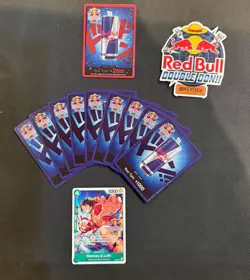 MONKEY D LUFFY RED BULL X ONE PIECE PRB02-005 PROMOTION CARD AND DOUBLE DON SET - Image 1