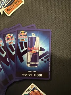 MONKEY D LUFFY RED BULL X ONE PIECE PRB02-005 PROMOTION CARD AND DOUBLE DON SET - Image 5