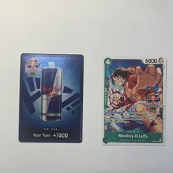 MONKEY D LUFFY RED BULL X ONE PIECE PRB02-005 PROMOTION CARD AND DOUBLE DON - Image 4