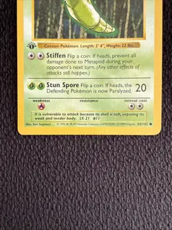 Base Set 1st Edition Shadowless Metapod Pokemon Trading Card LP 54/102 - Image 2