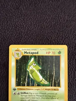 Base Set 1st Edition Shadowless Metapod Pokemon Trading Card LP 54/102 - Image 3