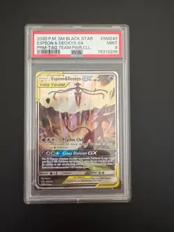 Pokemon TCG Espeon & Deoxys GX SM240 Black Star Promo Holo Card PSA 9 - Image 1