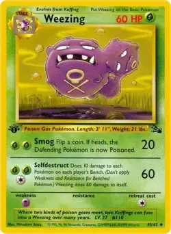 1st Edition Weezing 45/62 - Fossil - Uncommon Pokemon Card - Light Play (LP) - Image 1