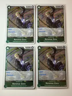 Roronoa Zoro OP13-037 Carrying On His Will 4 Foil Card Play Set Lot One Piece - Image 1