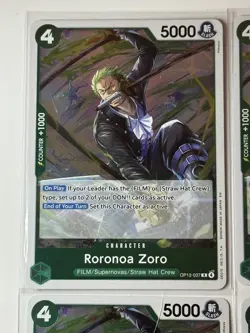 Roronoa Zoro OP13-037 Carrying On His Will 4 Foil Card Play Set Lot One Piece - Image 2