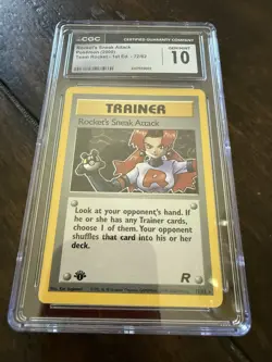 CGC 10 Gem Mint Rocket's Sneak Attack Team Rocket 1st Edition 72/82 Pokemon Card - Image 1