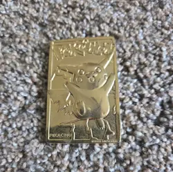 VINTAGE Gold Plated 1999 Pikachu Raichu Evolution Card #25 Mouse Pokemon - Image 1
