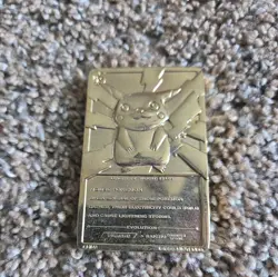 VINTAGE Gold Plated 1999 Pikachu Raichu Evolution Card #25 Mouse Pokemon - Image 2