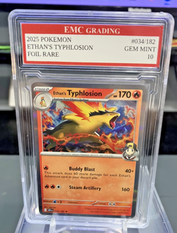 ETHAN'S TYPHILOSION HOLO FOIL 2025 Pokemon RARE #034/182 Card GRADED 10 MINT - Image 1
