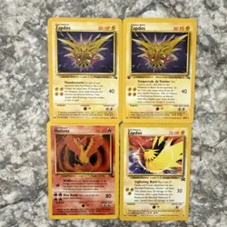 Pokemon TCG Base Set 4 Card Lot - Zapdos, Moltres - Nintendo 1999 - Image 1