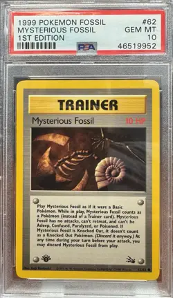 1999 POKEMON FOSSIL 1ST EDITION #62 MYSTERIOUS FOSSIL PSA 10 - Image 1