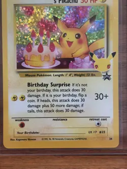 Pokemon TCG Birthday Pikachu Holo #24 25th Anniversary Celebrations 🎂 - Image 3