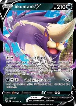 Skuntank V 108/195 Pokemon Silver Tempest HOLO PACK FRESH NM - Image 1