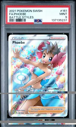2021 POKEMON SWORD & SHIELD BATTLE STYLES #161 FA/PHOEBE PSA 9 - Image 1