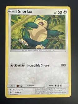 Pokemon TCG Snorlax 50/68 Sun & Moon Hidden Fates - Rare - Image 1