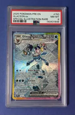 2025 Pokemon PRE EN Glaceon ex Special Illustration Rare #150 PSA 8 NM-MT - Image 1