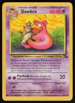 SLOWBRO 43/62 UNCOMMON FOSSIL POKEMON UNLIMITED HP - Image 1