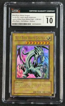 BLUE-EYES WHITE DRAGON CGC 10 2002 YU-GI-OH! LEGEND ENGLISH 1ST EDITION LOB-001 - Image 1