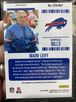 Marv Levy #CTA-MLY 2024 Panini Contenders Optic Coaches Ticket Auto Bills HOF 🔥 - Image 2