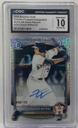 2025 Bowman Draft Xavier Neyens Chrome Auto HTA Choice Refractor 1st /150 CGC 10 - Image 1