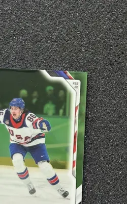 2026 Topps Now Chrome Jack Hughes Golden Goal! USA Ice Hockey Green /99 - Image 3