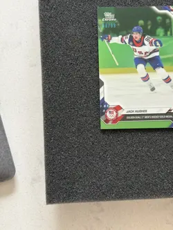 2026 Topps Now Chrome Jack Hughes Golden Goal! USA Ice Hockey Green /99 - Image 5