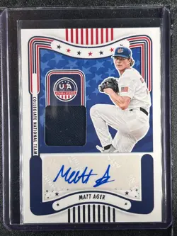 Ager, Matt - 2024 USA Baseball Stars & Stripes - Swatch/Autograph - Image 1