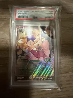 2025 Disney Lorcana EN 8 Rapunzel Enchanted #214 PSA 10 GEM MINT - Image 1