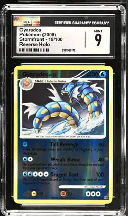 CGC 9 MINT Gyarados 19/100 Reverse Holo Stormfront Pokemon Card - Image 1