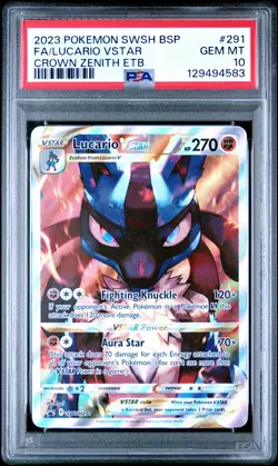 Fa/Lucario Vstar Crown Zenith Etb Pokemon Swsh Black Star Promo 291 NM PSA 10 - Image 1