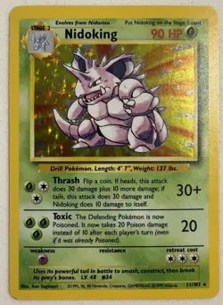 Pokemon TCG | Nidoking 11/102 | Base Set Unlimited | LP - Image 1