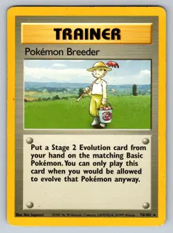 Pokemon Breeder 76/102 R Base Set Unlimited HP - Image 1