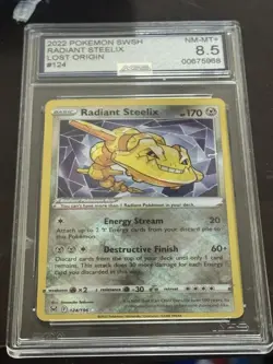 AGS 8.5 2022 Pokemon Swsh Radiant Steelix Lost Origin #124 Slab - Image 1