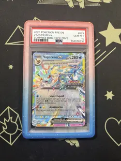 POKEMON PRE EN-PRISMATIC EVOLUTIONS #023 VAPOREON EX PSA 10 STAMPED! - Image 1