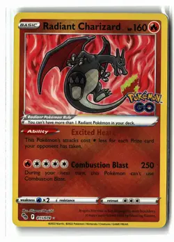 Radiant Charizard ⭐ 011/078 Holo Radiant Rare Pokemon GO 2022 Pokemon NM - Image 1