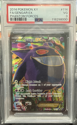 2014 Pokemon XY Phantom Forces Full Art Gengar EX 114/119 Holo PSA 3 - Image 1