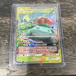 Pokemon Celebi & Venusaur GX 1/181 Sun & Moon Team Up TAG TEAM GX Holo - Image 1