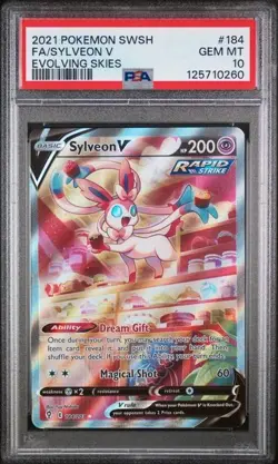 2021 POKEMON SWORD & SHIELD EVOLVING SKIES 184 SYLVEON V 184/203 PSA 10 - Image 1