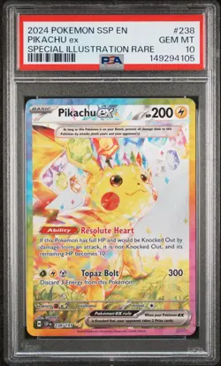 2024 Pokemon Surging Sparks Pikachu Ex SIR #238 PSA 10 - Image 1