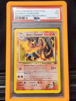 Pokemon TCG Blaine's Charizard Gym Challenge #2 Holo Corrected Symbol Psa 7 - Image 1