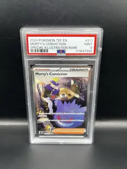 2024 POKEMON TEF EN-TEMPORAL FORCES #211 MORTY'S CONVICTION PSA 9 - Image 1
