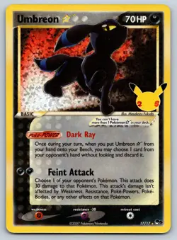 Umbreon Gold Star 17/17 Celebrations: Classic Collection Pokemon NM - Image 1