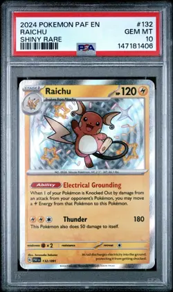 2024 POKEMON PAF EN-PALDEAN FATES SHINY RARE #132 RAICHU PSA 10 - Image 1
