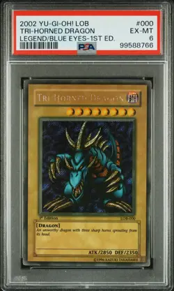 tri horned dragon first edition english PSA 6 Faded Names Error yugioh Card - Image 1
