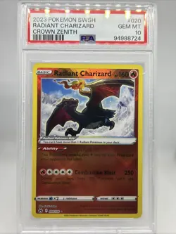 2023 Pokemon Sword & Shield Crown Zenith Radiant Charizard 020/159 PSA 10 Gem - Image 1